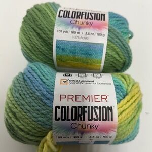 Premier Colorfusion Chunky Yarn Springtime 1174-01 Bulky 5 100% Acrylic 2 Skeins